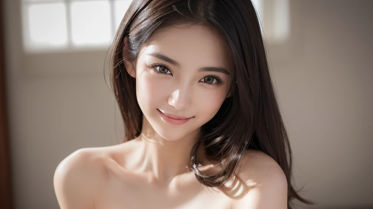 1 Girl, alone, , Amazingly beautiful, Japanese actress, Japanese Model, Fair skin, Semi-long hair, Straight hair, Black Hair, Large Breasts, Slender body, Long legs, expensive, Black lace lingerie, Luxury, Are standing, Dim atmospheric lighting, Photographed from the front, looking at the camera, Full Body Shot, Gentle brown eyes, A kind smile, Highest quality, masterpiece, Ultra-high resolution, (Realistic: 1.4), Raw photo, 8K, Indoor Settings, Sophisticated atmosphere, Luxury suite, Artistically constructed, Inspired by Danbooru, Confident and attractive, elegant, Mature Beauty, High Fashion, Playful yet sophisticated, Sensual, Movie star glamour, Irresistibly attractive.(((Large Breasts:1.3)))