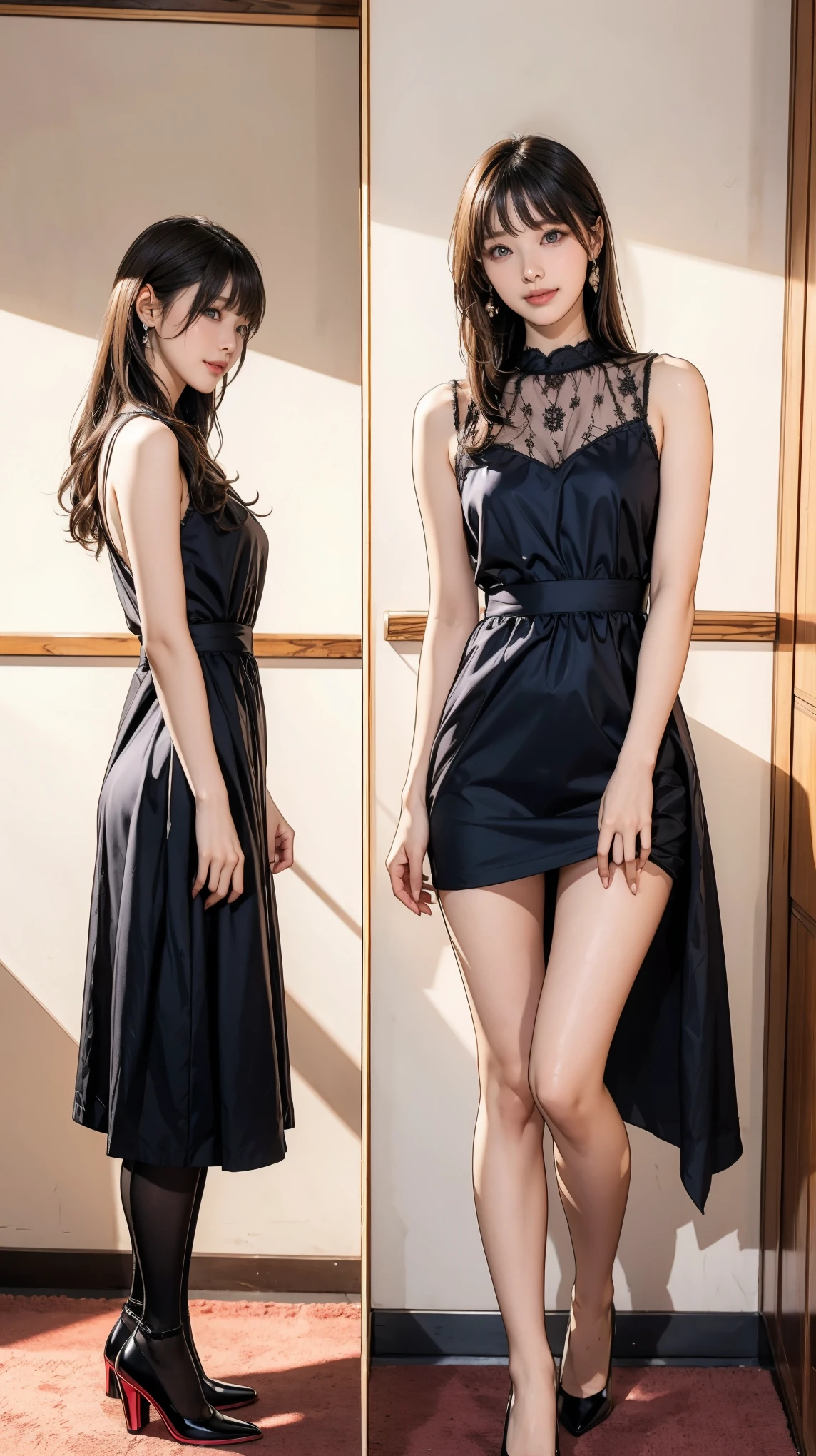 1 mature woman, detailed, beautiful, cute, full body shot, scenic view, professional photo
<lora:Micro Mini Dress By Stable Yogi:0.7> navy micro mini dress, frills, lace
