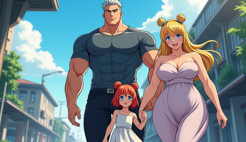 (Private 4K)、(High resolution:1.2)、(High freshness:1.2)、、(Whole Body Ezbian:1.2)、(Old town)、(Huge mother and cute son holding hands:1.8),((Woman with exaggerated big physique))、(Huge muscles:1.4)、,((very dark skinned woman:1.2))、