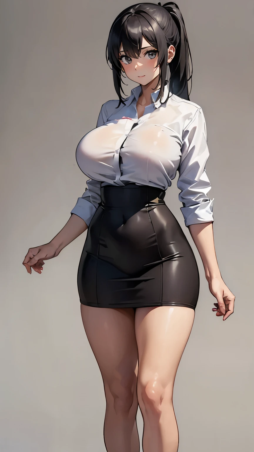 Meadow, pasture, dirt road, clear sky with some clouds, bushes,depravity,thick thighs, cleavage, woman,teacher,pencil skirt, lipstick,makeup, pantyhose, (school background),