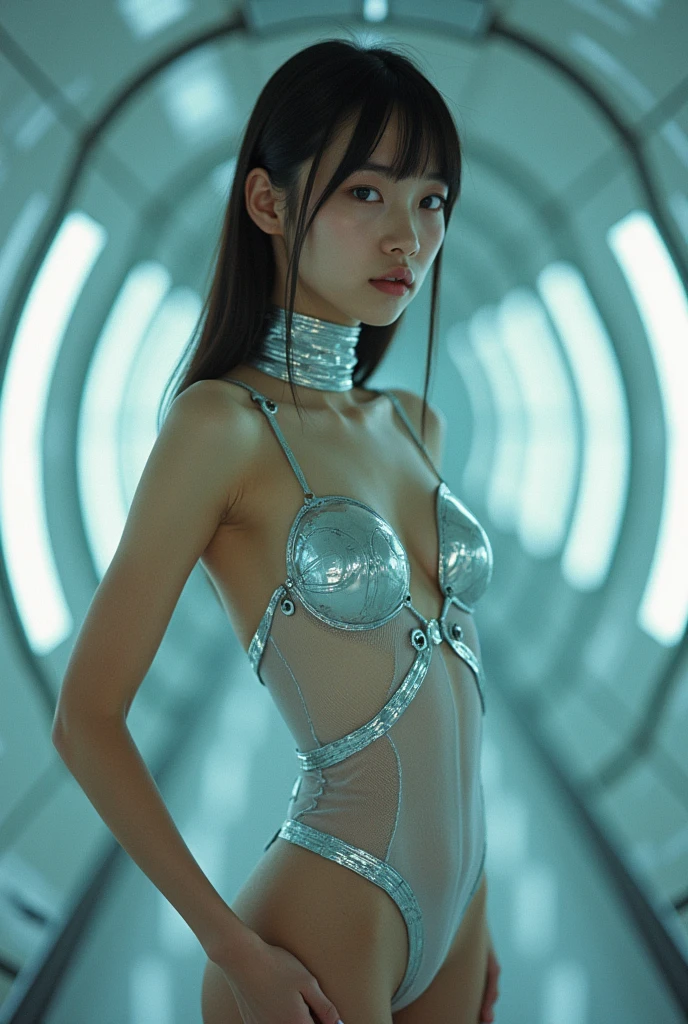 (8K、top-quality、masterpiece:1.2)、(reallistic、フォトreallistic:1.37)、The ultra-detailliert、superrealism、tre anatomically correct、Female Robot Doctor、Mechanical fuselage、hospitals、Manteau blanc、Cable Tubing、wiring、viscera、mechs、cyberpunked、prosthetic hand、A sexy、Raw feet、Beautiful legs