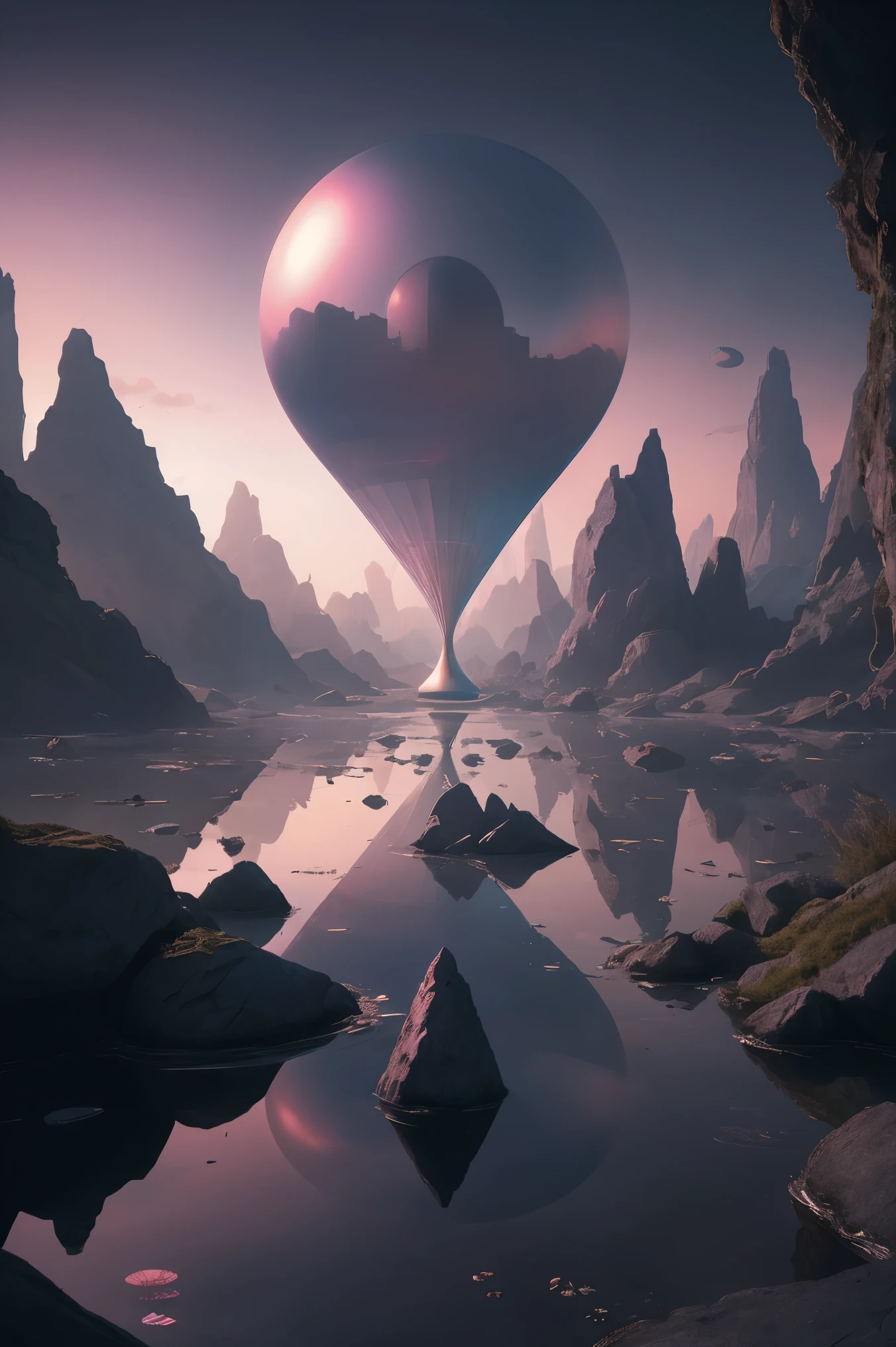 (Absurdres:1.2), best quality, exquisitely detailed illustration of a surreal scene, esoteric geometry, mystical, pastel color palette, color reflection lighting, 8k resolution,