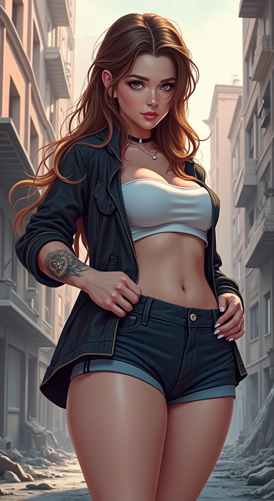 photo of the most beautiful artwork in the world featuring a modern punk woman, leaning against a van on a California beach, trending on ArtStation, CGSociety, Intricate, High Detail, Sharp focus, dramatic, photorealistic painting art by greg Rutkowski --auto --s2