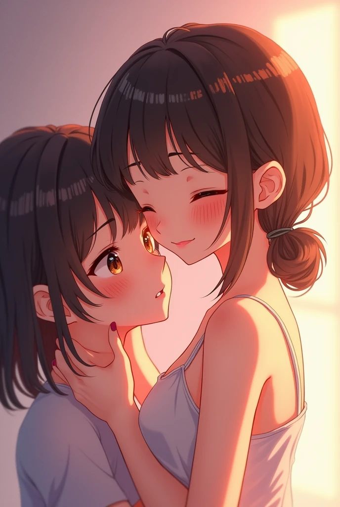 Two girl hug