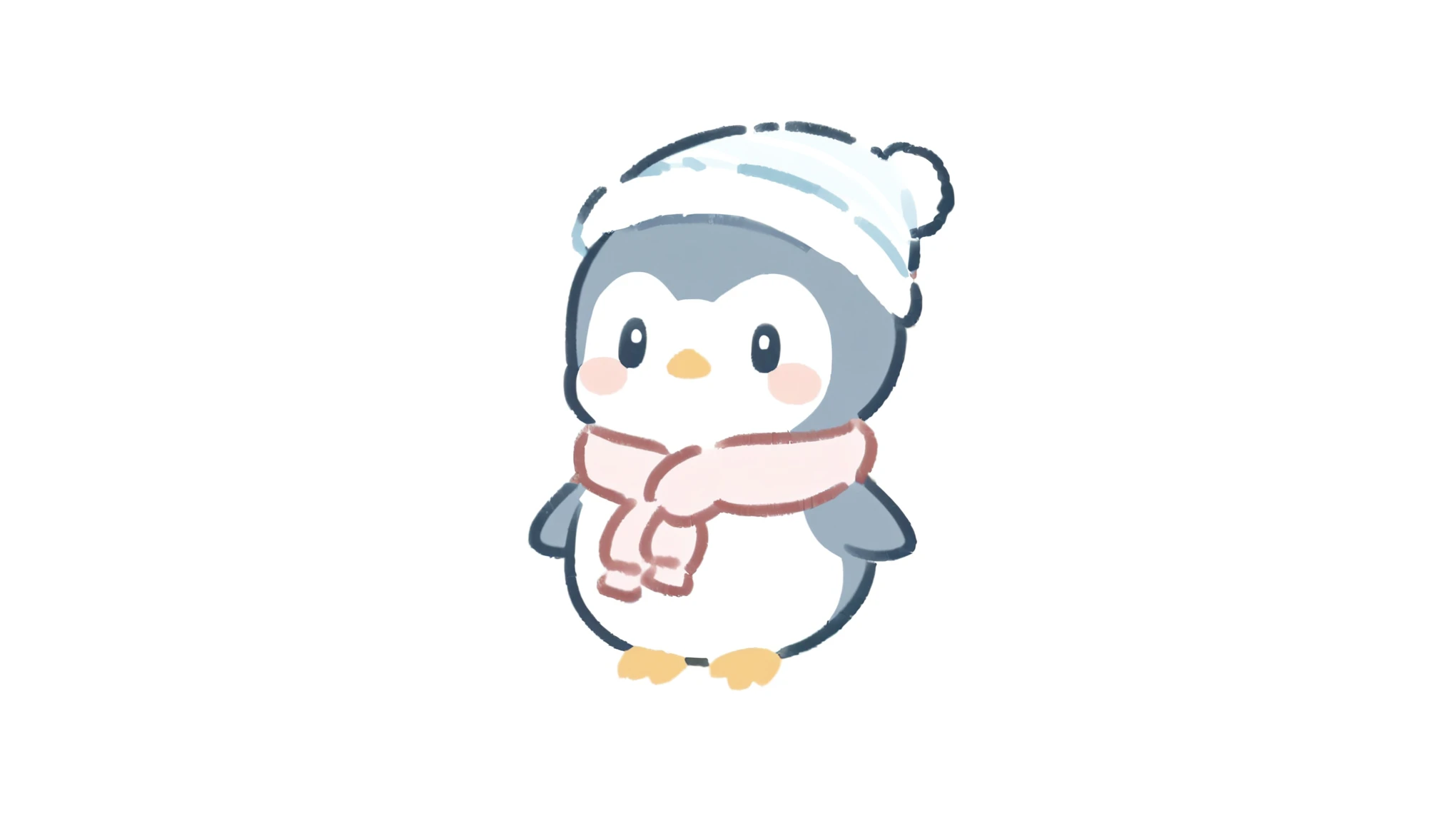 kawaii penguin snow winter ,Minimalist