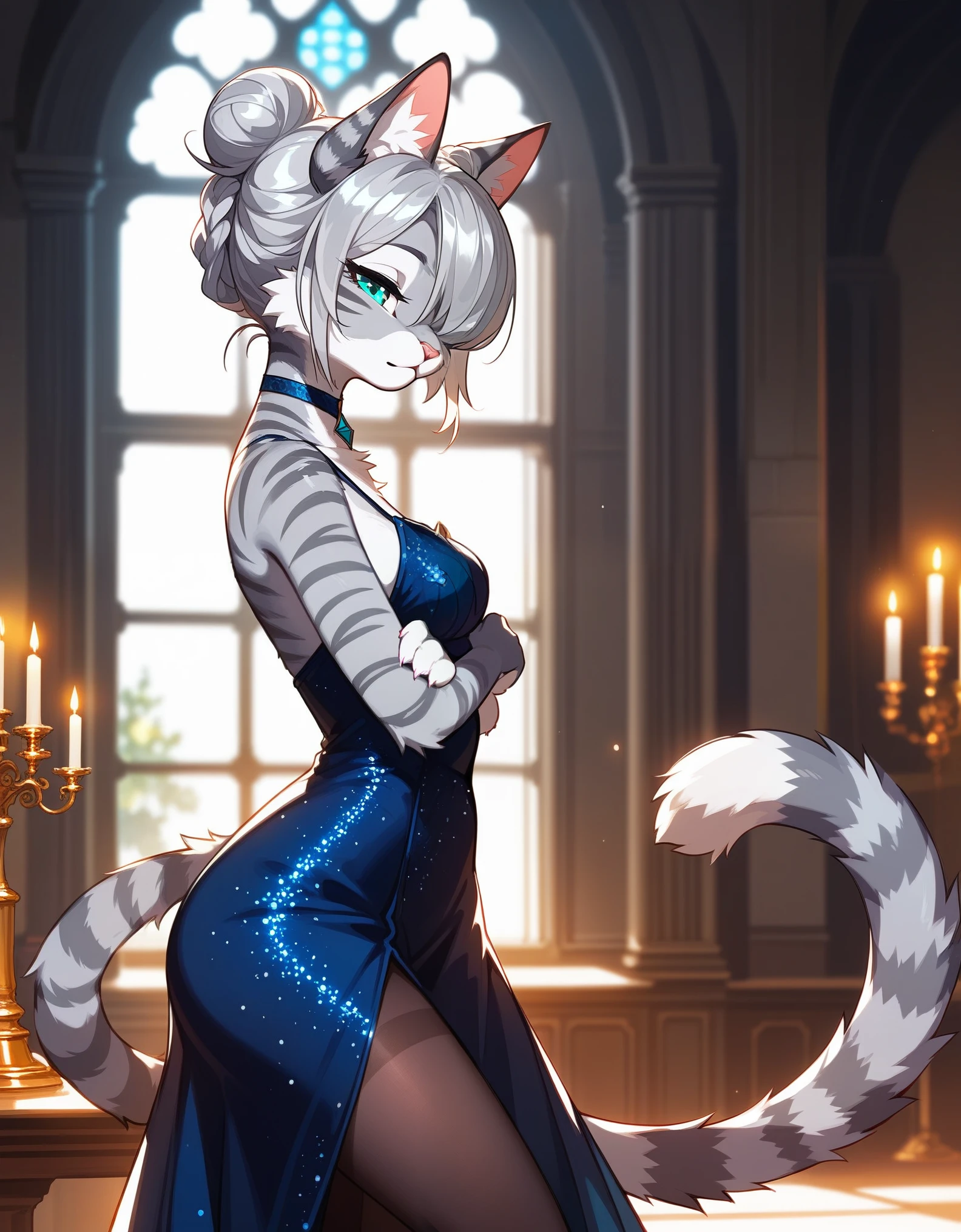 ((best quality)), ((masterpiece)), (detailed), Frozen Elsa, cat, elsa blue dress, winter castle background