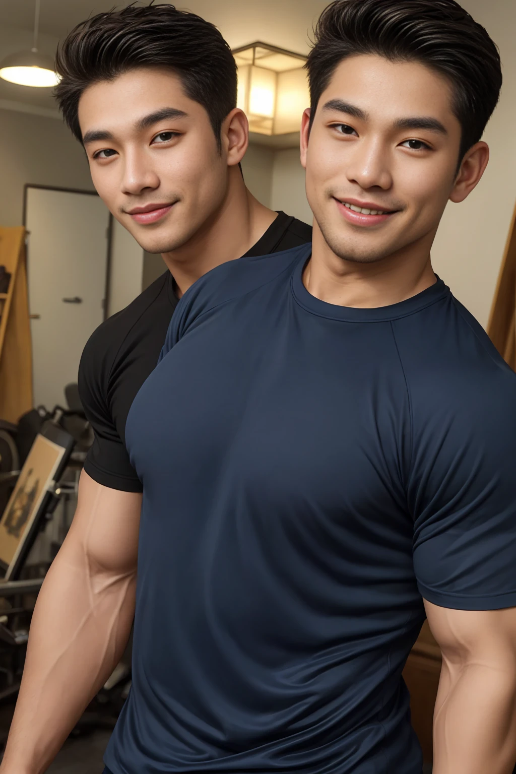 Muscular dude，dad and son, son was spanked by his dad, son have big cock, white skin, crystal skin, 25 years old, young korean man, flirt，looking to the camera，Expression enjoyment，Asian people, naked, having sex, erection, fuck ass, focus on cock, focus on men, suck dad cock, lick dad cock