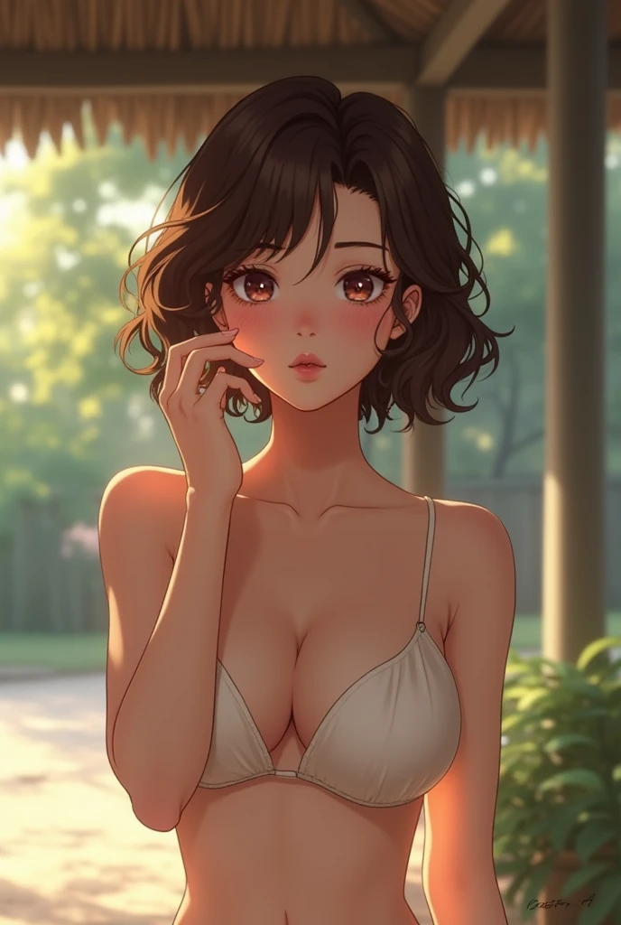 anime girl wearing revealing underboob shirt
