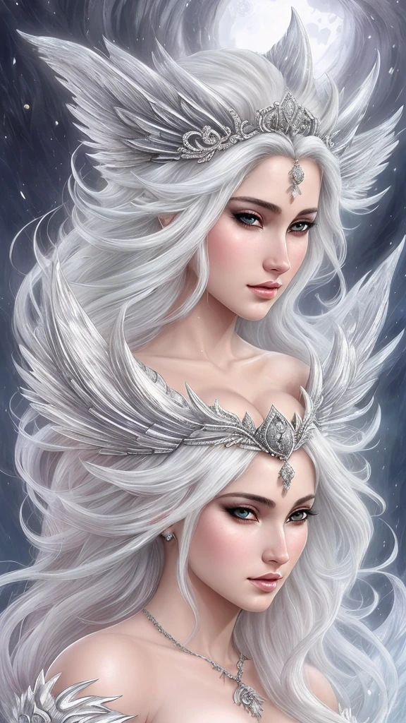 mulher arafed em uma roupa prateada sentada em um white tiger, Karol behind uhd, white tiger, digital fantasy art em alta, Amano and Karol Bak, gorgeous goddess of leo, Magali Villeneuve», fantasy woman, digital fantasy art ), beautiful fantasy art, amazing fantasy art, very beautiful fantasy art, Queen of Ice and Storm