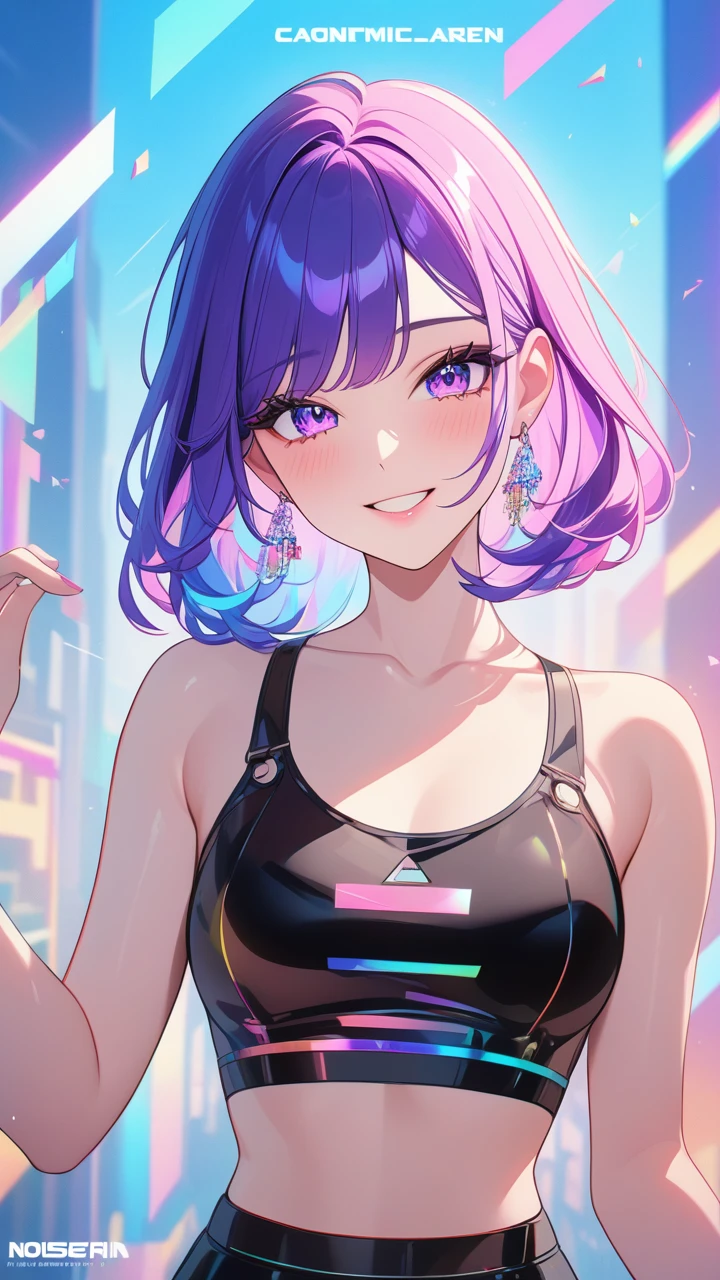 masterpiece,bestquality,superwideangle,fingeraudience,1girl,pinkandbluehair,hand,cuteanimeface,tears,masterpiece,transparentcolorPVCclothing,transparentcolorvinylclothing,wholebody,glitchlump}onface,smile,mediumhair,filmgrain,lens_flare,colorful,chromaticaberration,dynamicpov,closedmouth,Intenseemotionalexpression:death,glitchart,ultra-detailed,extremelydelicateandbeautiful,albumcover,album,albumdescription,Pixilationonface,Doubleexposure,ChromaticAberration,Lightleaks,Noiseandgrain,Colordegradation,Glitchlettering,art,abstractart,geometry,clearlines,squares,bright,limitedpalette,{canonicalcomposition},neatdiagonalstripedbackground,{{bluewithwhitestripedbackground}},{limitedpalette},flatcolored,blueandwhite,