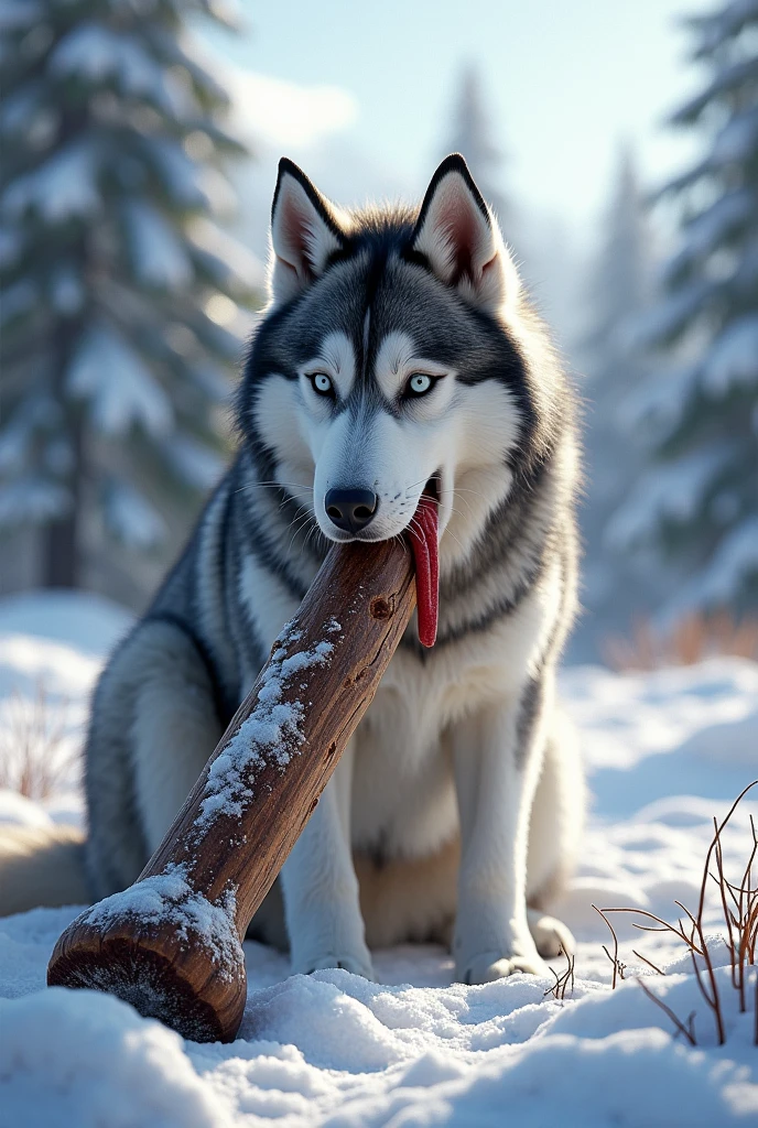 NSFW (nude) (Anna ((human)) medium breasts, strip of pubic hair) vaginal penetration fucking (((nude male furry grey wolf with knotted penis))), full body, in a deserted snowy landscape