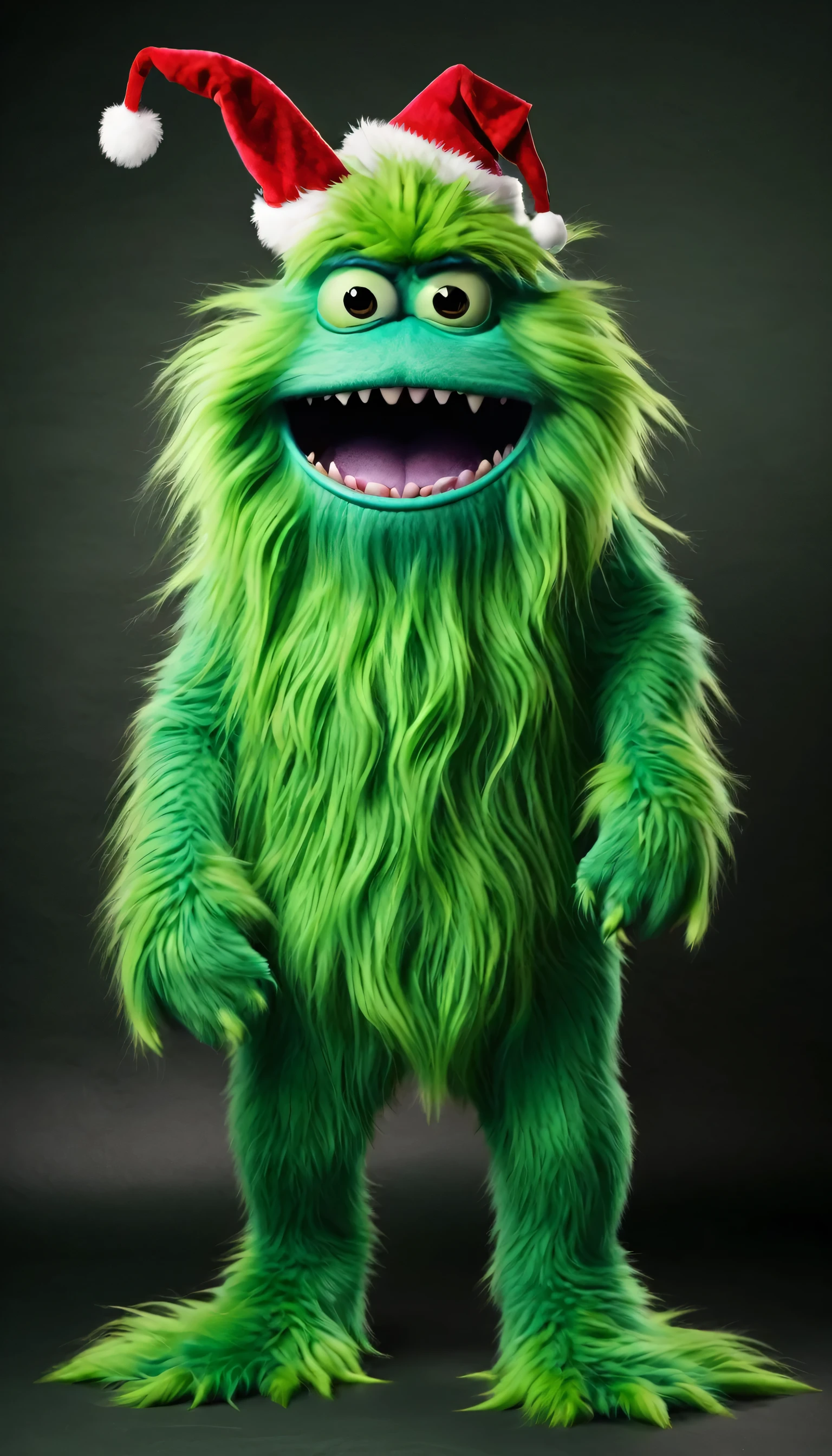 Christmas green monster full body hair background picture