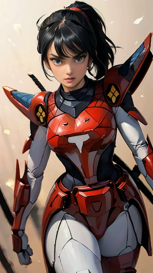 Full body, (1mecha girl:1.3, solo), (Audrey Hepburn:1.3), (a extremely pretty and beautiful woman), 30 years, (sexy girl), (muscle girl, athletic body), (professional attire:1.3), (2: 1.1), (walking on red carpet:1.3), (attractive random posing:1.3), (in the night royal party:1.3), (looking straight at you:1.3), (starring at you:1.3), (front view:1.3),  break, (ponytail:1.3), (shiny-black thin hair:1.2), bangs, dark brown eyes, beautiful eyes, princess eyes, (big eyes:1.3), bangs, wearing a glasses:1.3, Hair between eyes, short hair:1.3, (slender:1.1), (small-medium-breasts:0.95), (thin waist: 1.15), (detailed beautiful girl: 1.4), Parted lips, Red lips, full-make-up face, (shiny skin), ((Perfect Female Body)), Perfect Anatomy, Perfect Proportions, (most beautiful actress face:1.3, extremely cute and beautiful actress face:1.3), (bikini samurai armor), BREAK, (View viewer, wearing a lovely bitch cordinate, (insanely detailed shiny-red cyborg body armor :1.3), (armor:1.3), (pin-heels:1.3), detailed clothes, BREAK, (detailed royal night party background:1.2), (dark background), (Studio soft lighting: 1.3), (fake lights: 1.3), (backlight: 1.3), BREAK, (Realistic, Photorealistic: 1.37), (Masterpiece, Best Quality: 1.2), (Ultra High Resolution: 1.2), (RAW Photo: 1.2), (Sharp Focus: 1.3), (Face Focus: 1.2), (Ultra Detailed CG Unified 8k Wallpaper: 1.2), (Beautiful Skin: 1.2), (pale Skin: 1.3), (Hyper Sharp Focus: 1.5), (Ultra Sharp Focus: 1.5), (Beautiful pretty face: 1.3), (super detailed background, detail background: 1.3), Ultra Realistic Photo, Hyper Sharp Image, Hyper Detail Image,