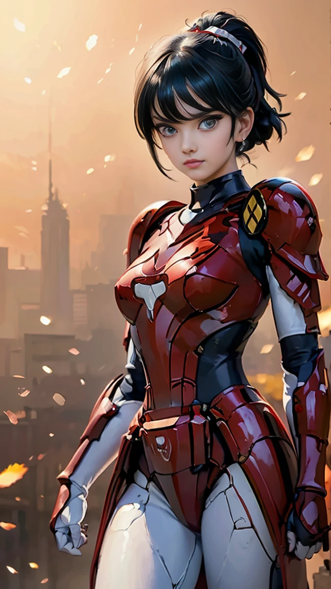 Full body, (1mecha girl:1.3, solo), (Audrey Hepburn:1.3), (a extremely pretty and beautiful woman), 30 years, (sexy girl), (muscle girl, athletic body), (professional attire:1.3), (2: 1.1), (walking on red carpet:1.3), (attractive random posing:1.3), (in the night royal party:1.3), (looking straight at you:1.3), (starring at you:1.3), (front view:1.3),  break, (ponytail:1.3), (shiny-black thin hair:1.2), bangs, dark brown eyes, beautiful eyes, princess eyes, (big eyes:1.3), bangs, wearing a glasses:1.3, Hair between eyes, short hair:1.3, (slender:1.1), (small-medium-breasts:0.95), (thin waist: 1.15), (detailed beautiful girl: 1.4), Parted lips, Red lips, full-make-up face, (shiny skin), ((Perfect Female Body)), Perfect Anatomy, Perfect Proportions, (most beautiful actress face:1.3, extremely cute and beautiful actress face:1.3), (bikini samurai armor), BREAK, (View viewer, wearing a lovely bitch cordinate, (insanely detailed shiny-red cyborg body armor :1.3), (armor:1.3), (pin-heels:1.3), detailed clothes, BREAK, (detailed royal night party background:1.2), (dark background), (Studio soft lighting: 1.3), (fake lights: 1.3), (backlight: 1.3), BREAK, (Realistic, Photorealistic: 1.37), (Masterpiece, Best Quality: 1.2), (Ultra High Resolution: 1.2), (RAW Photo: 1.2), (Sharp Focus: 1.3), (Face Focus: 1.2), (Ultra Detailed CG Unified 8k Wallpaper: 1.2), (Beautiful Skin: 1.2), (pale Skin: 1.3), (Hyper Sharp Focus: 1.5), (Ultra Sharp Focus: 1.5), (Beautiful pretty face: 1.3), (super detailed background, detail background: 1.3), Ultra Realistic Photo, Hyper Sharp Image, Hyper Detail Image,