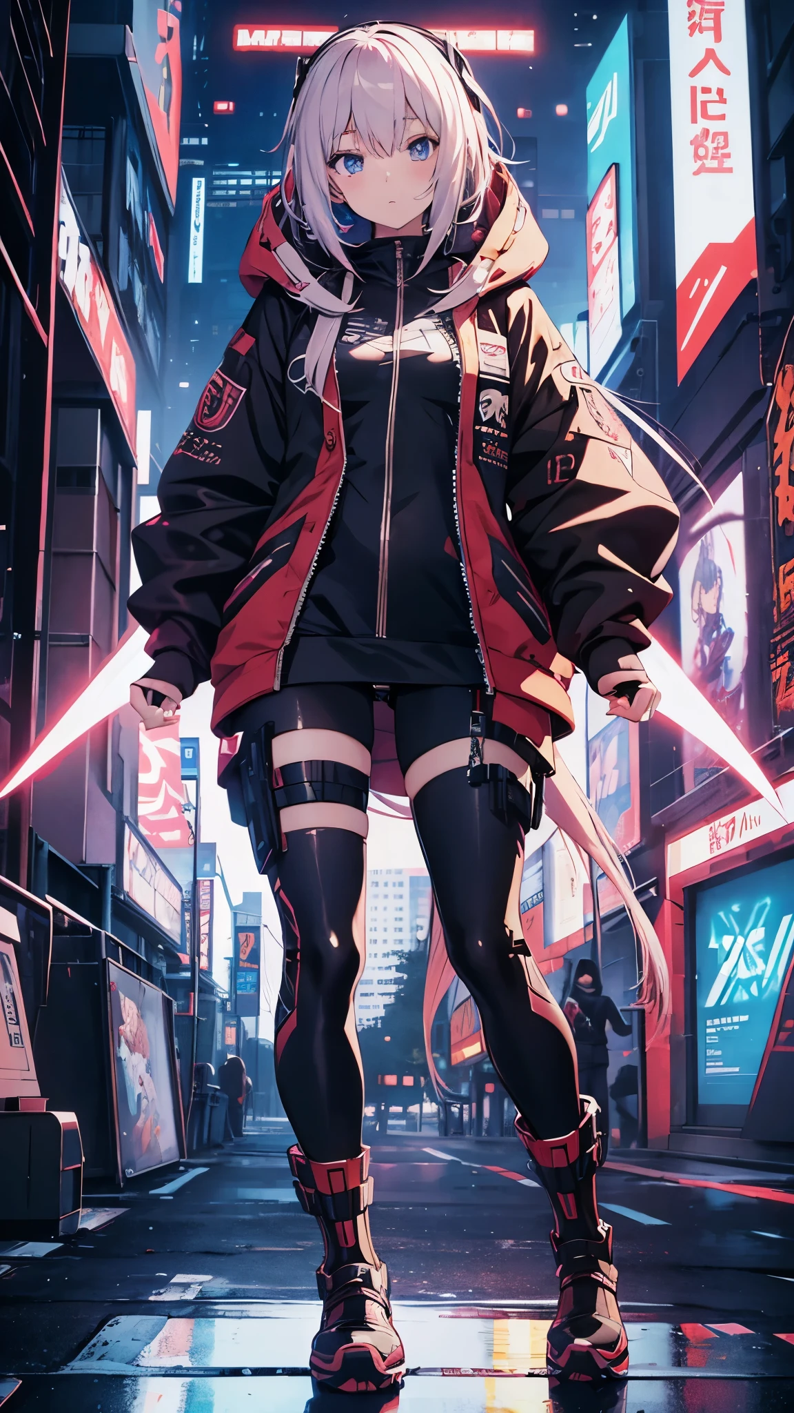 Anime Girls, digital Cyberpunk anime art, サイバーパンクAnime Girls, サイバーパンクAnime Girls mech, female サイバーパンクAnime Girls, Anime Cyberpunk art, Digital Cyberpunk - Anime Art, Cyberpunk anime art, Best anime 4k konachan wallpaper, Modern cyberpunk anime, サイバーパンクAnime Girls in hoodie, anime girl of the future, Anime Cyberpunk, Tight-fitting Tight-fitting suit, Boots Long Boots, Gloves
