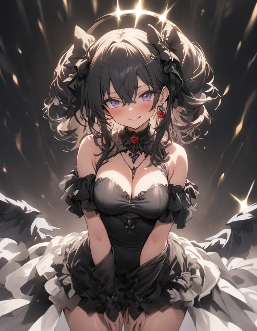{((Anime, op art, profondeur de champ, Flou de mouvement, glowing light, UHD, retina, Masterpiece, ccurate, anatomiquement correct, textured skin, Super detail, high details, High quality, award winning, Best quality, high resolucion, 16k))} . | {((l'âge des étudiants est celui des filles, cheveux longs, Beaux yeux detaillés, Jewel-like eyes, élève du cœur gros seins, clivage, joyeux))} . | {((corps sexy, beau collier en cuir bijou detaillé, crescent earrings, angle de chute, 2 paires d'ailes noires, sexy décor clothes, Tenue succube, somnoler)} . | {((in a medieval street, La nuit, with decoration d'Halloween, Lune rouge, coeur autour de la fille, Sentiments sexuels))} . | {((Grand angle, sein conscient, Haut du corps, (Parfait_doigts:1.0), (Parfait_jambes:1.0), mieux_mains, plus_detail))}