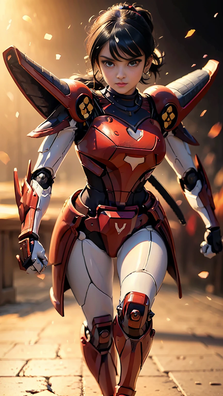 Full body, (1mecha girl:1.3, solo), (Audrey Hepburn:1.3), (a extremely pretty and beautiful woman), 30 years, (sexy girl), muscle girl, athletic body, (professional attire:1.3), (2: 1.1), (walking on red carpet:1.3), (attractive random posing:1.3), (in the night royal party:1.3), (looking straight at you:1.3), (starring at you:1.3), (front view:1.3),  break, (ponytail:1.3), (shiny-black thin hair:1.2), bangs, dark brown eyes, beautiful eyes, princess eyes, (big eyes:1.3), bangs, wearing a glasses:1.3, Hair between eyes, short hair:1.3, (slender:1.1), big breasts, (thin waist: 1.15), (detailed beautiful girl: 1.4), Parted lips, Red lips, full-make-up face, (shiny skin), ((Perfect Female Body)), Perfect Anatomy, Perfect Proportions, (most beautiful actress face:1.3, extremely cute and beautiful actress face:1.3), (bikini samurai armor), BREAK, (View viewer, wearing a lovely bitch cordinate, (insanely detailed shiny-red cyborg body armor :1.3), (armor:1.3), (pin-heels:1.3), detailed clothes, BREAK, (detailed royal night party background:1.2), (dark background), (Studio soft lighting: 1.3), (fake lights: 1.3), (backlight: 1.3), BREAK, (Realistic, Photorealistic: 1.37), (Masterpiece, Best Quality: 1.2), (Ultra High Resolution: 1.2), (RAW Photo: 1.2), (Sharp Focus: 1.3), (Face Focus: 1.2), (Ultra Detailed CG Unified 8k Wallpaper: 1.2), (Beautiful Skin: 1.2), (pale Skin: 1.3), (Hyper Sharp Focus: 1.5), (Ultra Sharp Focus: 1.5), (Beautiful pretty face: 1.3), (super detailed background, detail background: 1.3), Ultra Realistic Photo, Hyper Sharp Image, Hyper Detail Image,