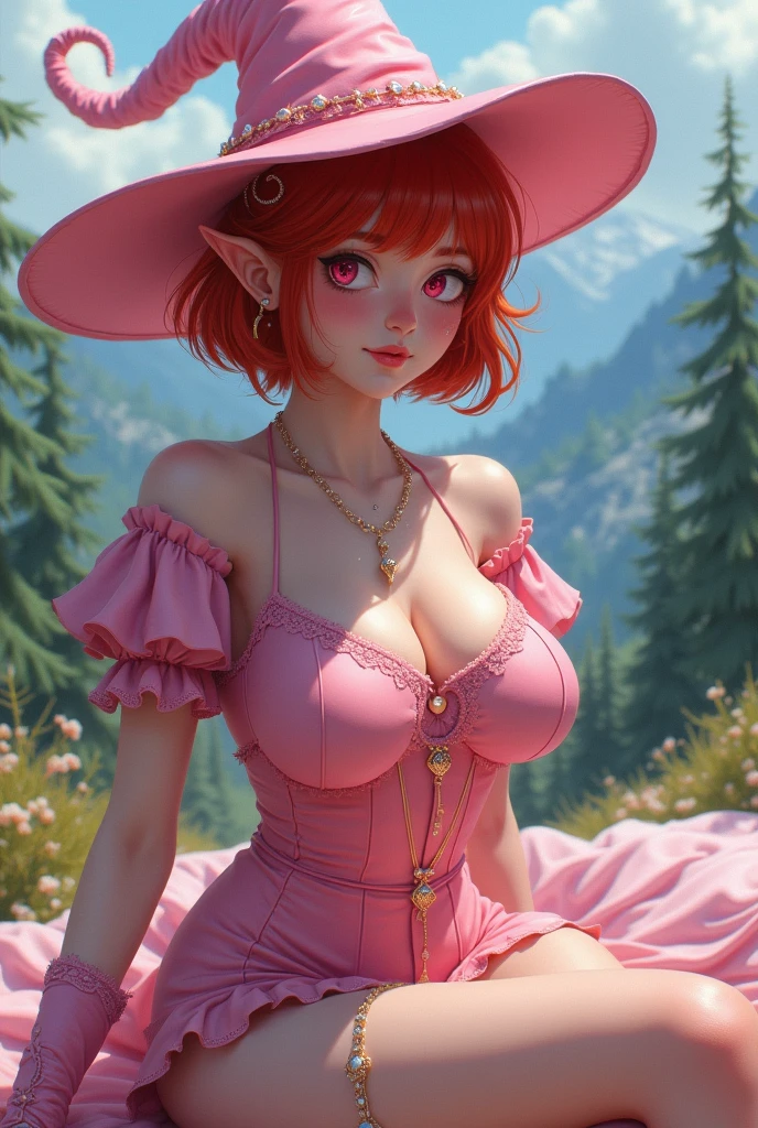 1female,45 yers old,Married Woman,MILF,plumw,extremely large bosom, solo,(Background with:ponds,Cherry blossom forest,lotus flower)Lie underwater, She has short pink hair,seen from the front,, mostly cloudy sky,(((tmasterpiece),(Very detailed CG unity 8K wallpaper),best qualtiy,cinmatic lighting,detailed back ground,beatiful detailed eyes,Bright pupils,Black eyes,Snow-whiteskin,Redlip(Very fine and beautiful),(Beautiful and detailed eye description),ultra - detailed,tmasterpiece,))facing at camera,A high resolution,ultra - detailed),revealing breasts,just genitalia, Bulge,legs are open,Raised sexy,Camel toes,Desire for dissatisfaction,frontage,Egyptian costumes(Wearing:Transparent tights,just ,jewelry,choker necklace,Bracelet,sexy pose,detailed face, detailed eyes, detailed hands, colors, sexy pose, wet hair, detailed HANDS, elf woman