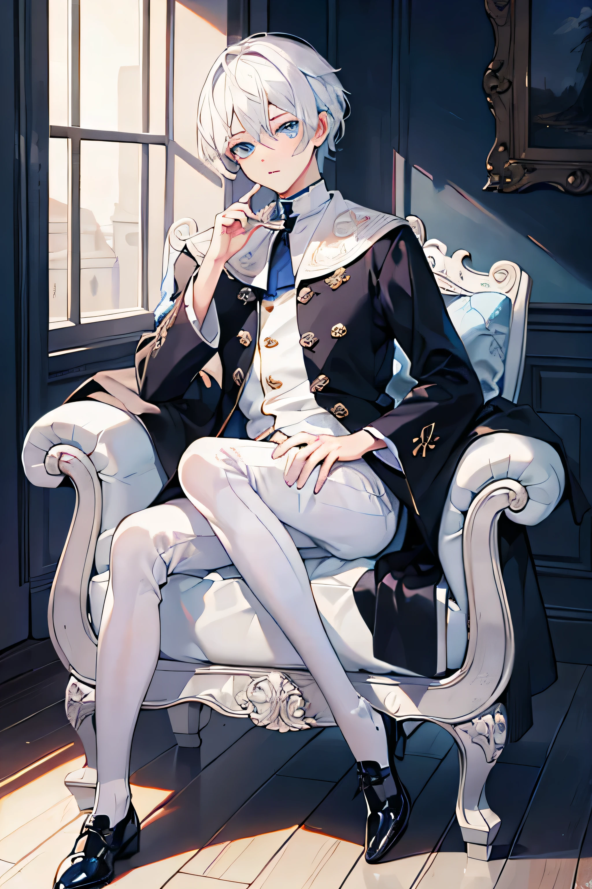 Anime - style image of a woman sitting in a chair in a room - SeaArt AI