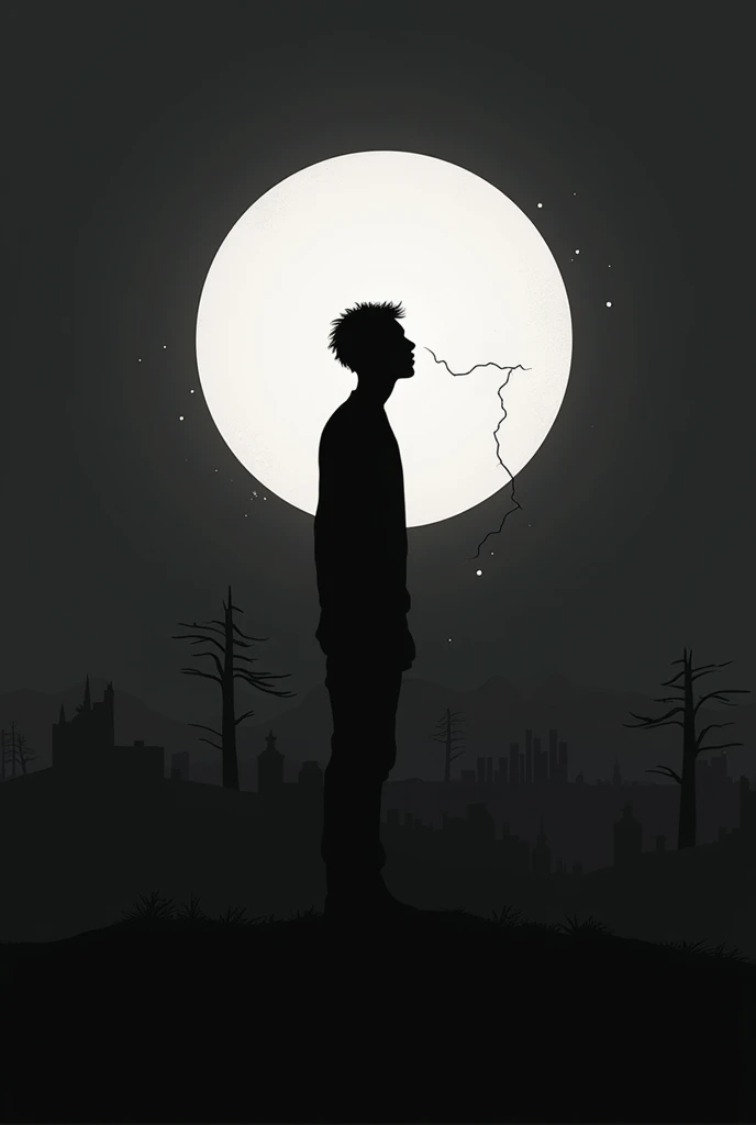 vector cartoon illustration of young man, with dark hair, crying, with tears rolling down his cheeks, hugging a ghost, with a night backgroud, sad aesthetic ambiance <lora:Vector cartoon illustration-000008:1>