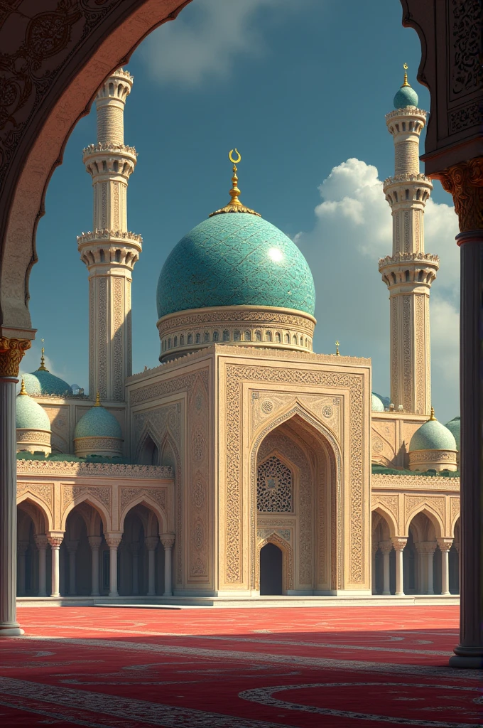mosque, beatiful skies.