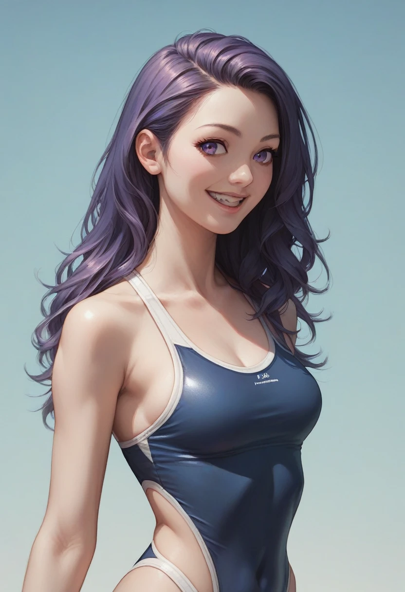 masterpiece, Final details, girl, Perfect face, Pretty Face, Slot Reference, Detailed hair, Purple Eyes, Smile, Solitary, swimsuit