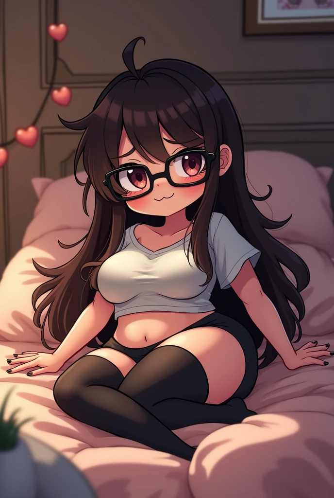 (best quality, masterpiece:1.2), illustrations, a cute girl, cute face, kawaii, very lovingly face,
 16-year-old, early teens,
 (single braid:1.2), dark brown hair, shiny hair, glasses,
 large breasts, large buttocks, voluptuous,
 nude, naked,
 BREAK (orgasm face, closed eyes, aroused, open mouth, gasp, blush cheeks, saliva trail:1.2),
 BREAK (intense sex:1.4), (girl on top, cowgirl position, vaginal penis:1.2), (a man), hetero, both hands on viewer, (cum out:1.3),
 bedroom, bed, from below,