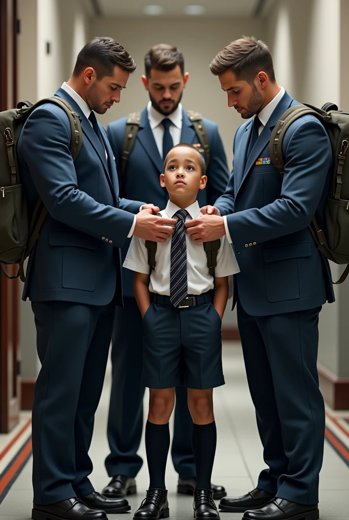 another boy in a suit enters the room , He looks very conceited and a little full. , He looks upset and fights with the teacher