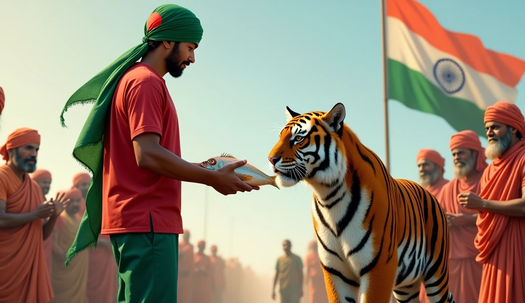 A big India flag dog eat palistain fish people screem