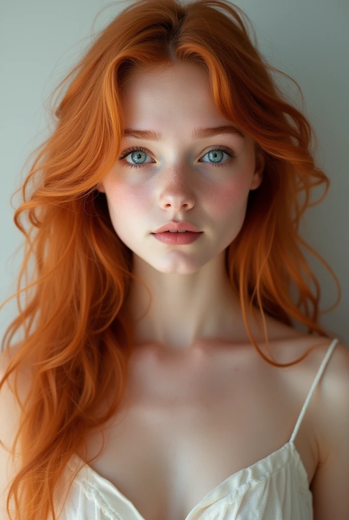 Very beautiful 15 year old girl with blue eyes, red hair and perfect body, and a man putting his entire very large penis inside her vagina.