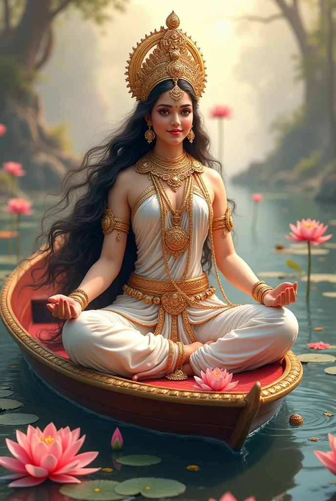 Goddess sitting in a lotus