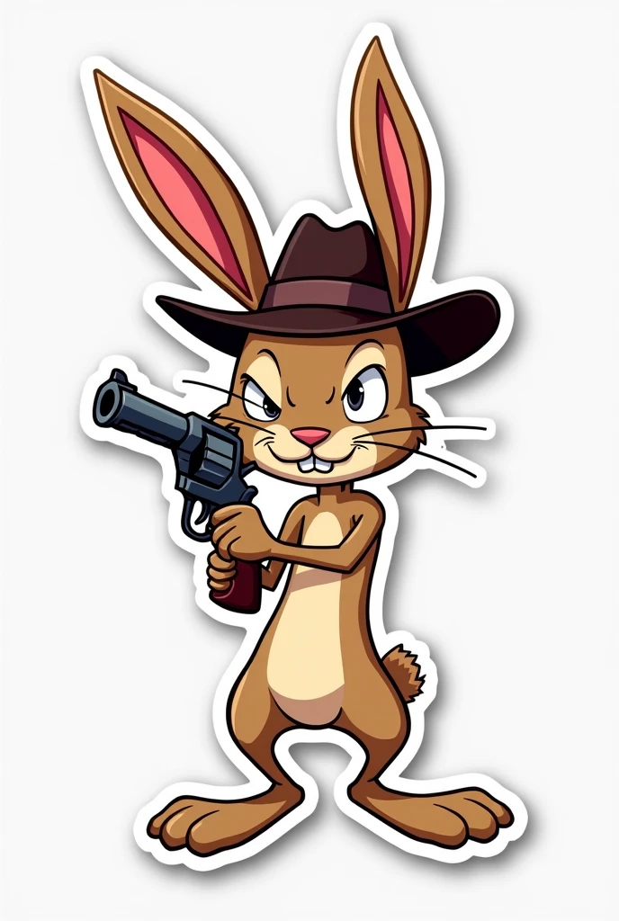 cartoon rabbit devil face ,bandit, black jacket, shirtless, ABS, Golden cards, gun in hand