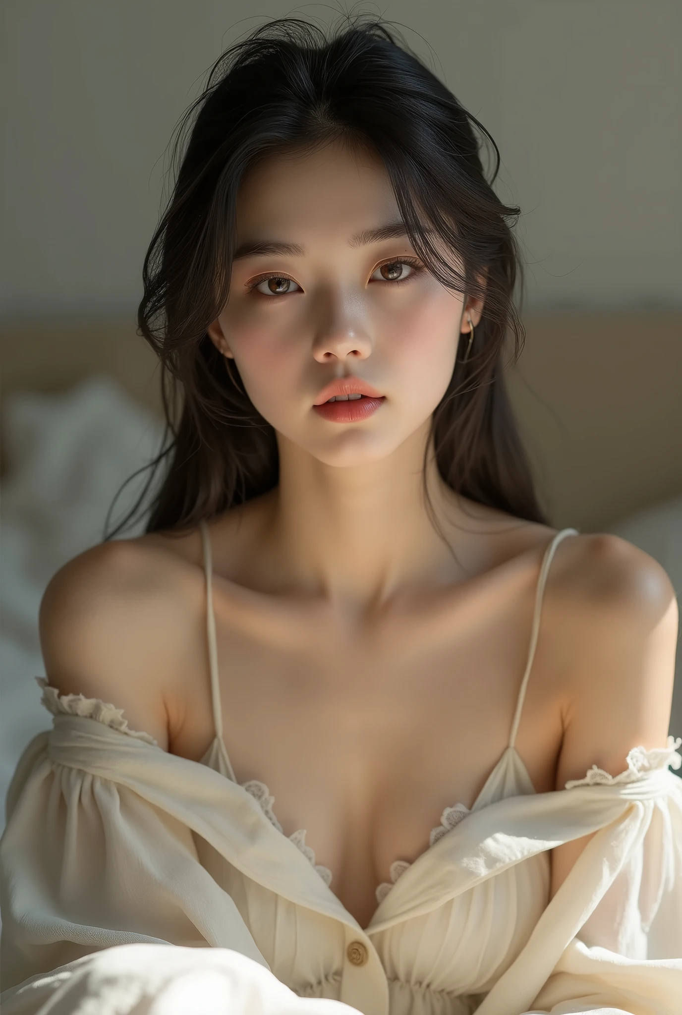 A girl in white bra