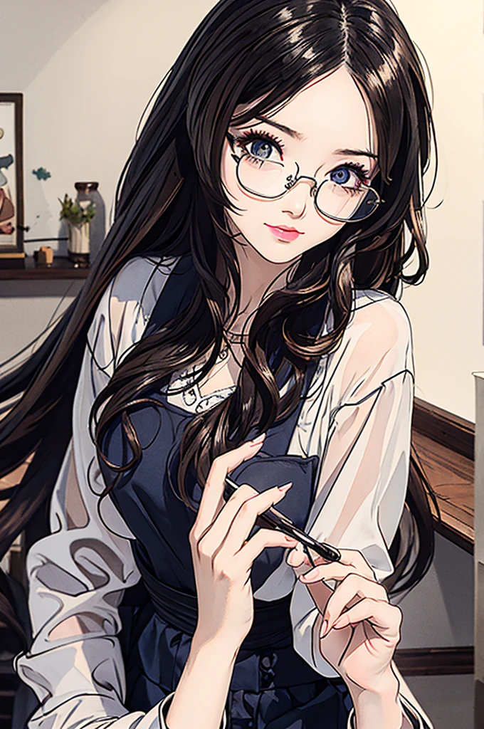 Highest quality、masterpiece、High sensitivity、High resolution、Detailed Description、Slender women、Glasses、beautician、Cut and Perm、