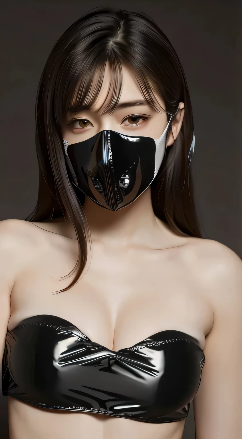 Ninja,(long black hair(multicolored) red locks(1.5))), ultra high quality,high res, beautiful,sexy, ninja outfit(half face mask),full body image(1.7), sweating