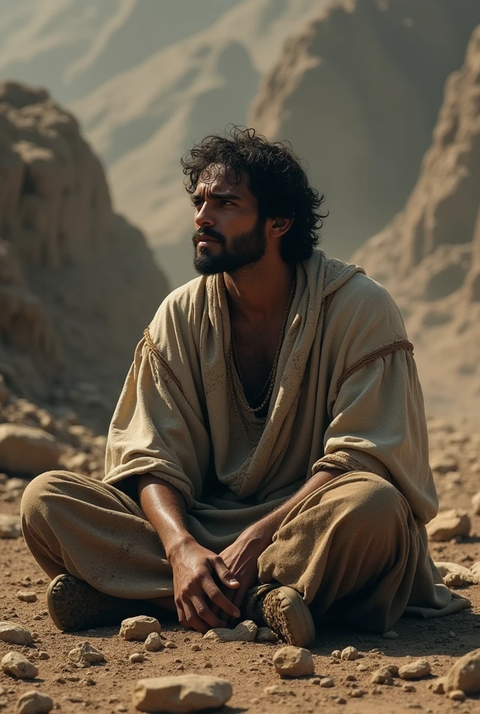Here is the hyper-realistic 8k cover image capturing John the Baptist as a powerful symbol of faith and courage, set in a desert with the Jordan River in the background and the divine scene of Jesus' baptism. The dramatic and luminous colors emphasize the awe surrounding his figure.