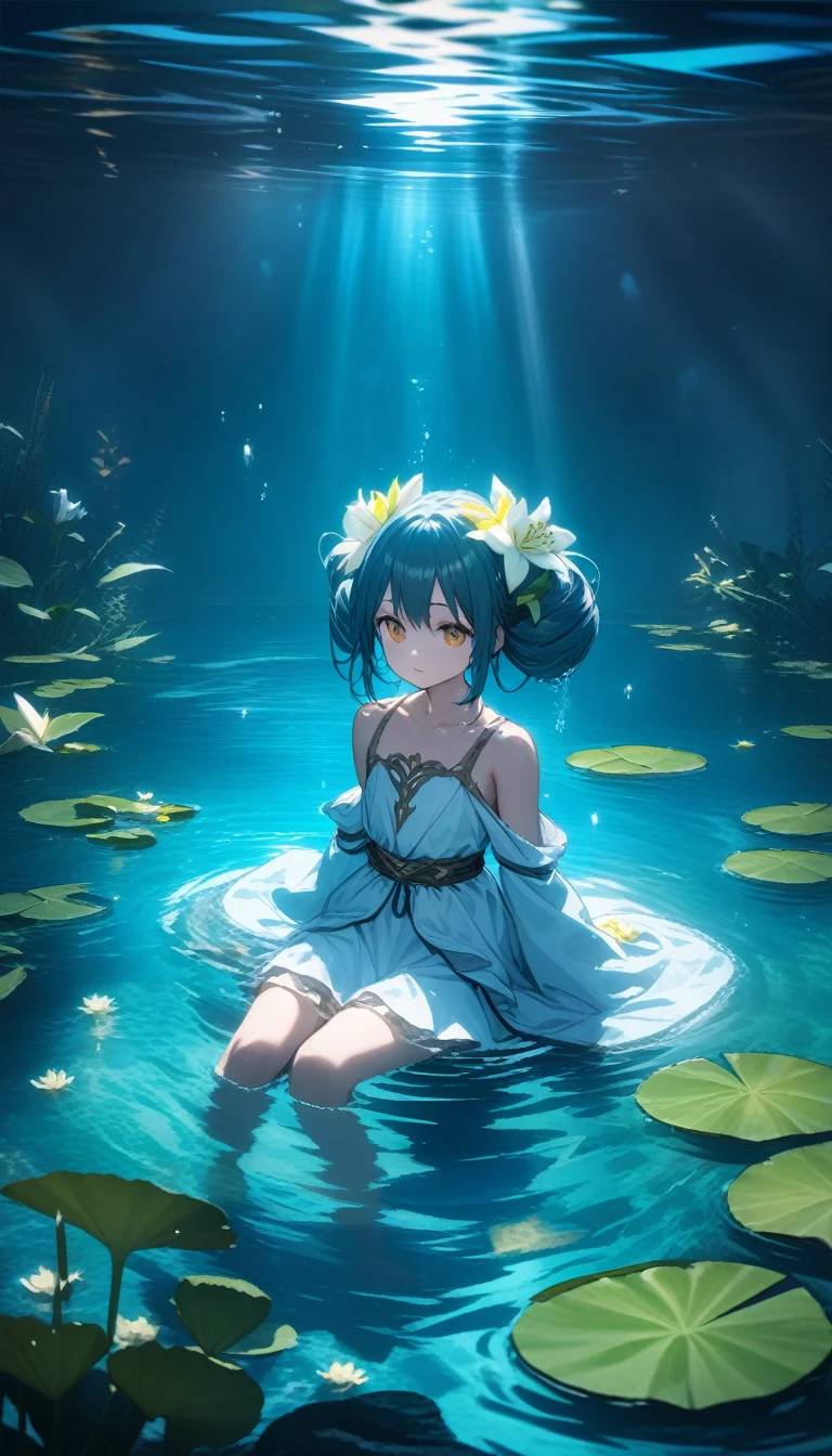 masterpiece, (textured skin), best quality, gorgeous beautiful, (a beautiful girl,Kappa,japanese water element),detailed clothes,large breasts,narrow waist,, (beautiful face), cinematic lighting, (fantasy anime art ),