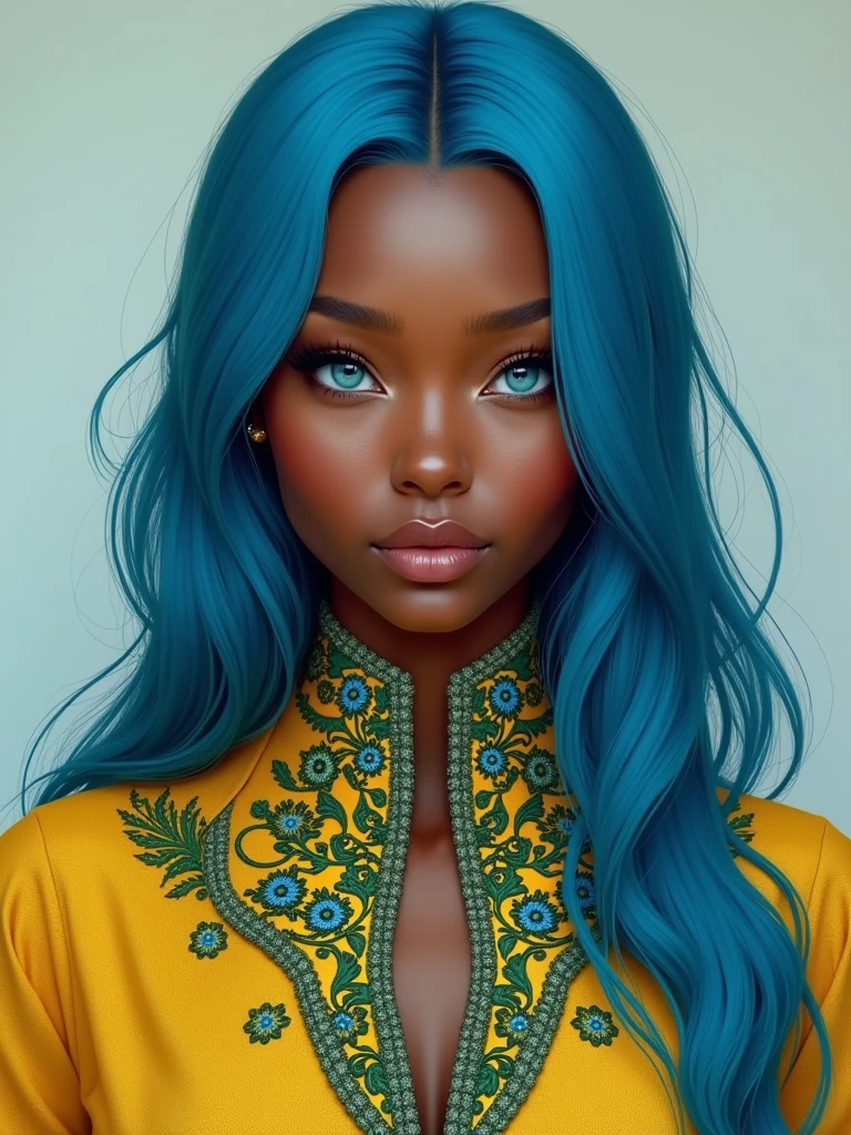 <lora:Nyakim:1.6> Nyakim with long straight hair and blue eyes and green eyeshadow makeup, she is wearing a warm pink flower dress, there is, yellow diffuse light reflecting on her skin