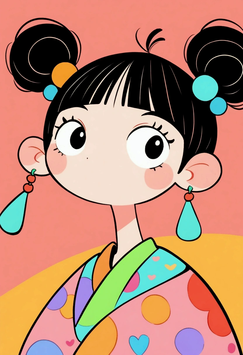 flat wind，vector，Childish art cartoon，Oil pastel graffiti，Cute style，High bun，Princess Head，Qing Dynasty，Minimalism， number，Lovely art style, Colorful! Digital illustration style, The Art of Mathematics. Colorful comic, Hand drawn cartoon art style，Solid color background，black line