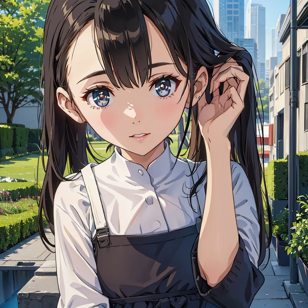 Masterpiece, 8k, Highest quality, Depth of subject, Beautiful high school girl, Your face is so cute, A gentle gaze, Beautiful and accurate female body shape, Accurate hand structure, Big Breasts, A relaxed world view, Scenery of a local city in Japan, Back Alley, stroll, Beautiful, detailed depiction, Soft sunlight, good morning, When you meet a close friend, The surrounding scenery is wide