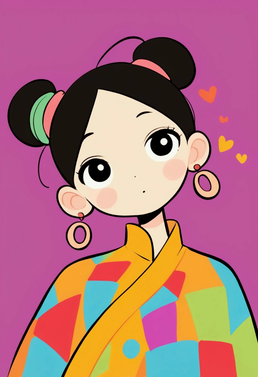 flat wind，vector，Childish art cartoon，Oil pastel graffiti，Cute style，High bun,Qing Dynasty，Minimalism， number，Lovely art style, Colorful! Digital illustration style, The Art of Mathematics. Colorful comic, Hand drawn cartoon art style，Solid color background，black line