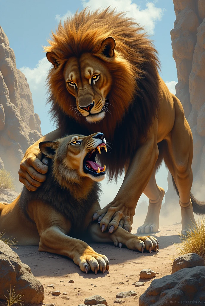 (by taran fiddler), (by Chunie), (by Darkgem), (A big strong male anthropomorphic hyena, has sex with a small cute baby lion cub.)