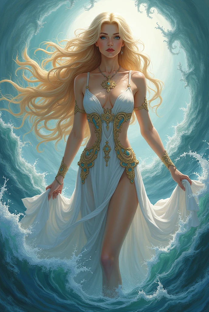 A beautiful woman floating on the sea like a god, the goddess of the sea, the light of the gods, mystics, fantasies, magical photography, magic, white transparent tight dresses, details in the sunlight, spirituality, a woman with white skin, pink body skin, beautiful clear seawater, sparkling fish jumping, surreal images, hair in the wind, psychedelic colors, beautiful realistic sunshine, conceptual art, Great composition, best quality, intricate details, golden moments, wonderful, mysterious --auto --s2