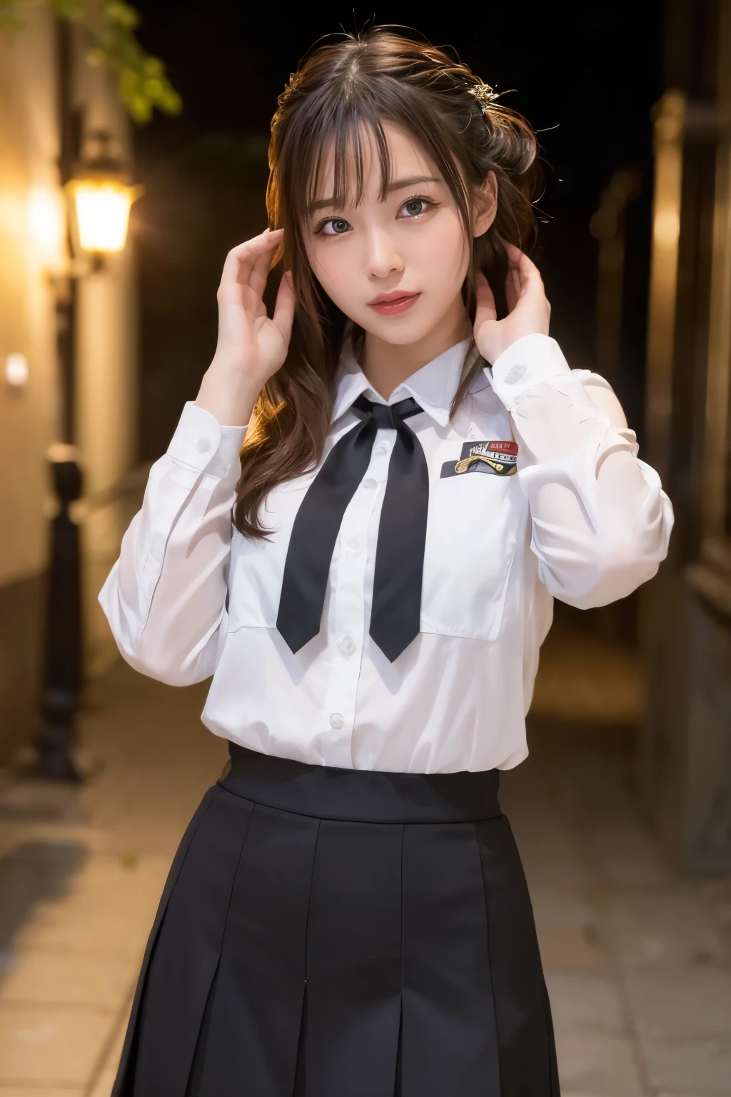 Arafed asian woman in uniform posing for a picture - SeaArt AI