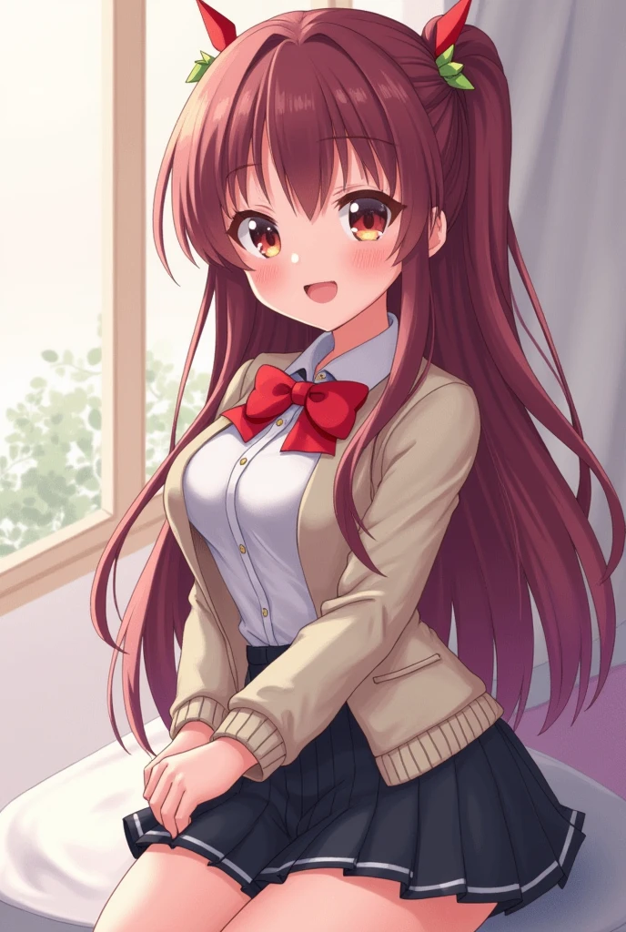 <lora:Shinka_Nibutani:0.8>, Shinka_Nibutani_\(School_uniform\), 1girl, brown_hair, light brown_eyes, school_uniform, pink_hairclip, dark_blue_blazer, red_plaid_skirt, red_bow, large_breasts, long_hair, simple_backgrund, white_background,