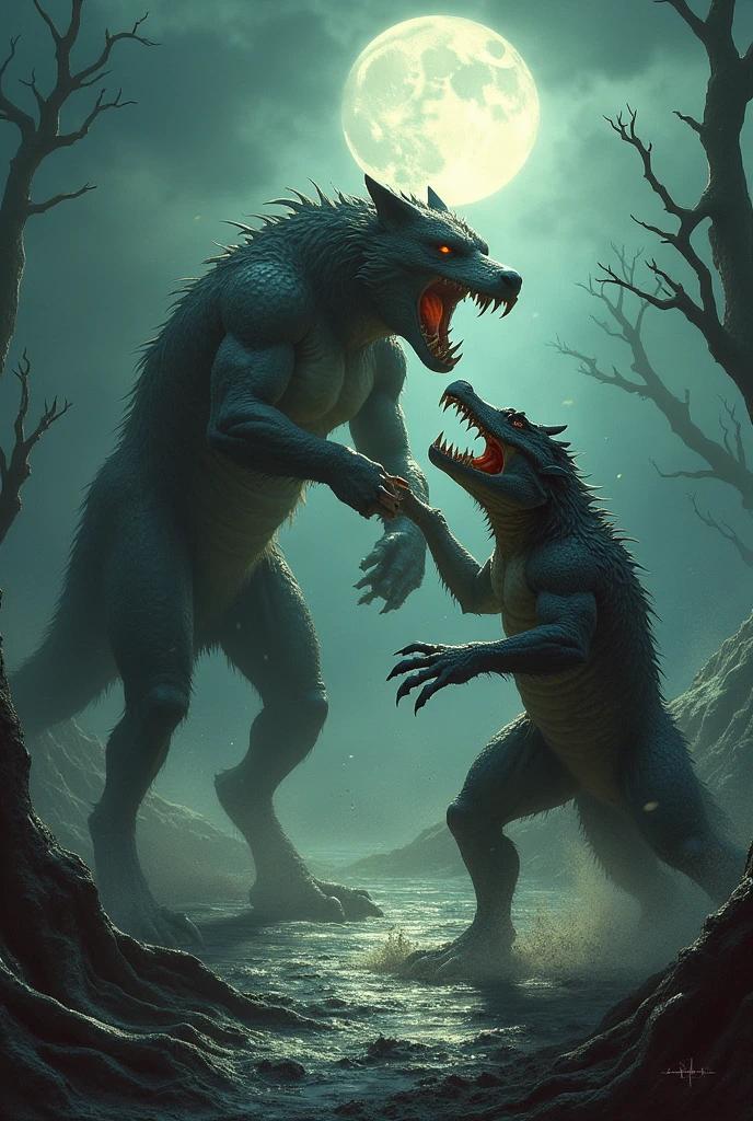 Bloddy wolf vs crocodile fight wolf win fight
