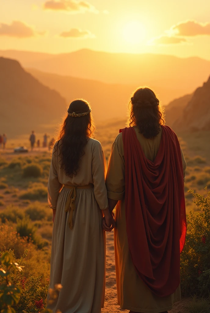Create 2 realistic scenes where Ruth the Moabite marries Boaz in Bethlehem 