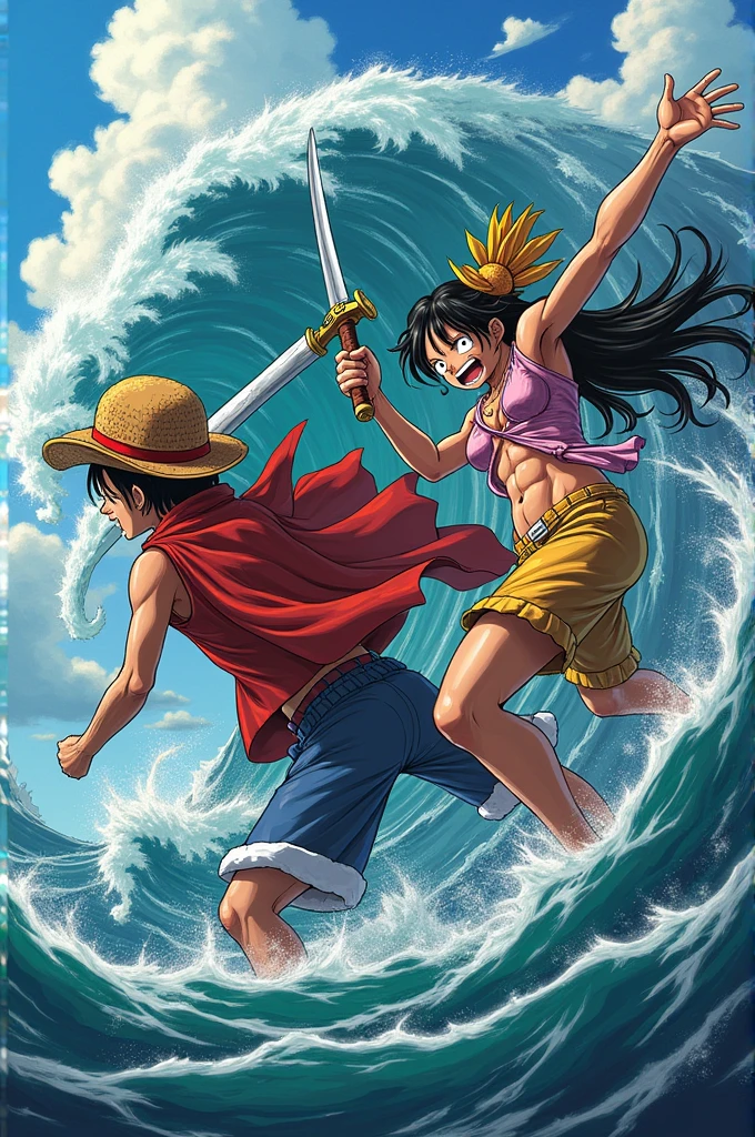 Luffy hugged Nami