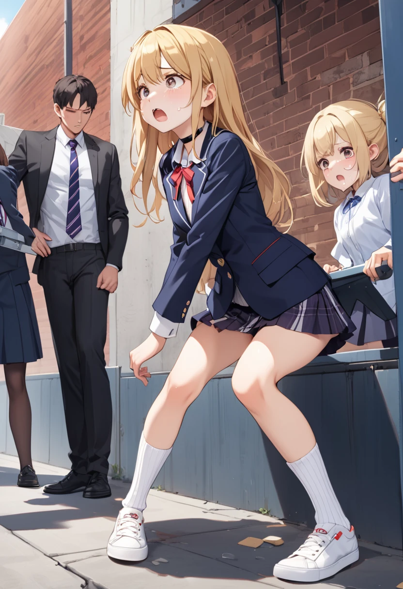 Get to grips, , 
High school girl grabbed by the buttocks on the train, 
, pleated skirt, 
Beautiful One Girl,
3 men, 
(molestation), 
Man grabbing girl's ass on train,
Man grabbing girl's chest on train,sex,score_9,score_8_up,score_7_up, best quality, masterpiece