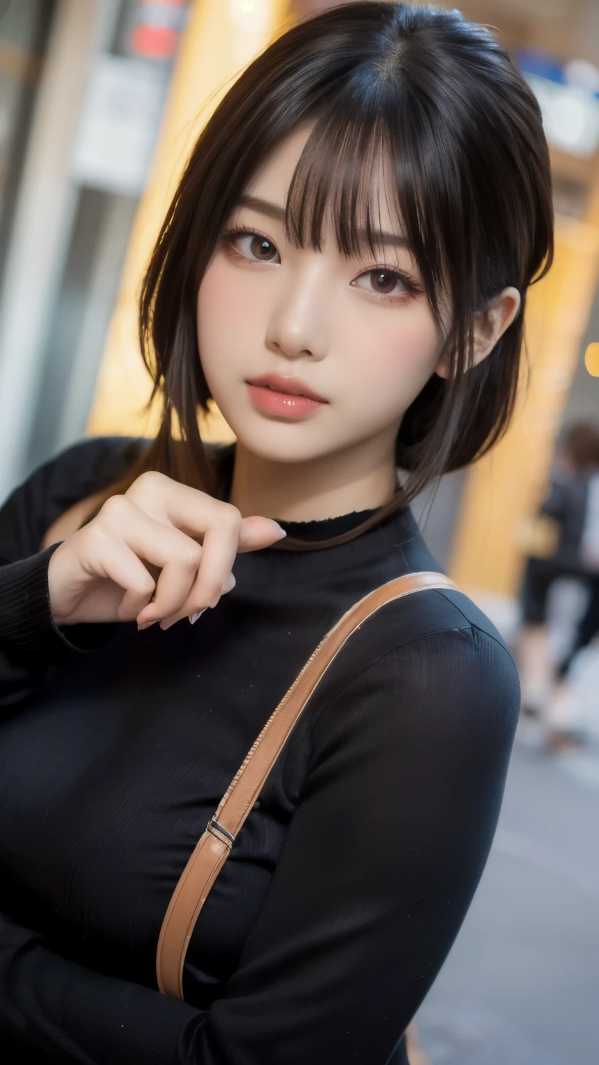one girl, (a beauty girl, delicate girl:1.3), (12 years old:1.3), break, (Bodysuits:1.3), break, Very fine grain definition, (Symmetrical eyes:1.3), break, (Street view:1.3), break, Small breasts, Brown eyes, Parted bangs, Brown Hair, girl, break, (Eye and facial details:1.0), break, (masterpiece, Highest quality, Super detailed, Detailed face, 8K)